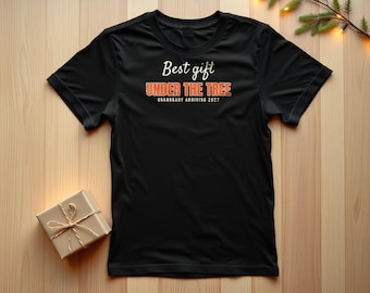Grandbaby Arriving 2027 Christmas Reveal Tee, Gift Under the Tree