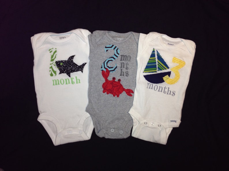Month-by-Month Nautical Bodysuits 1-3 Months