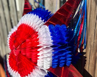 Piñata XL del 4 de julio / Juego de fiesta patriótico / Piñata de estrella roja, blanca y azul