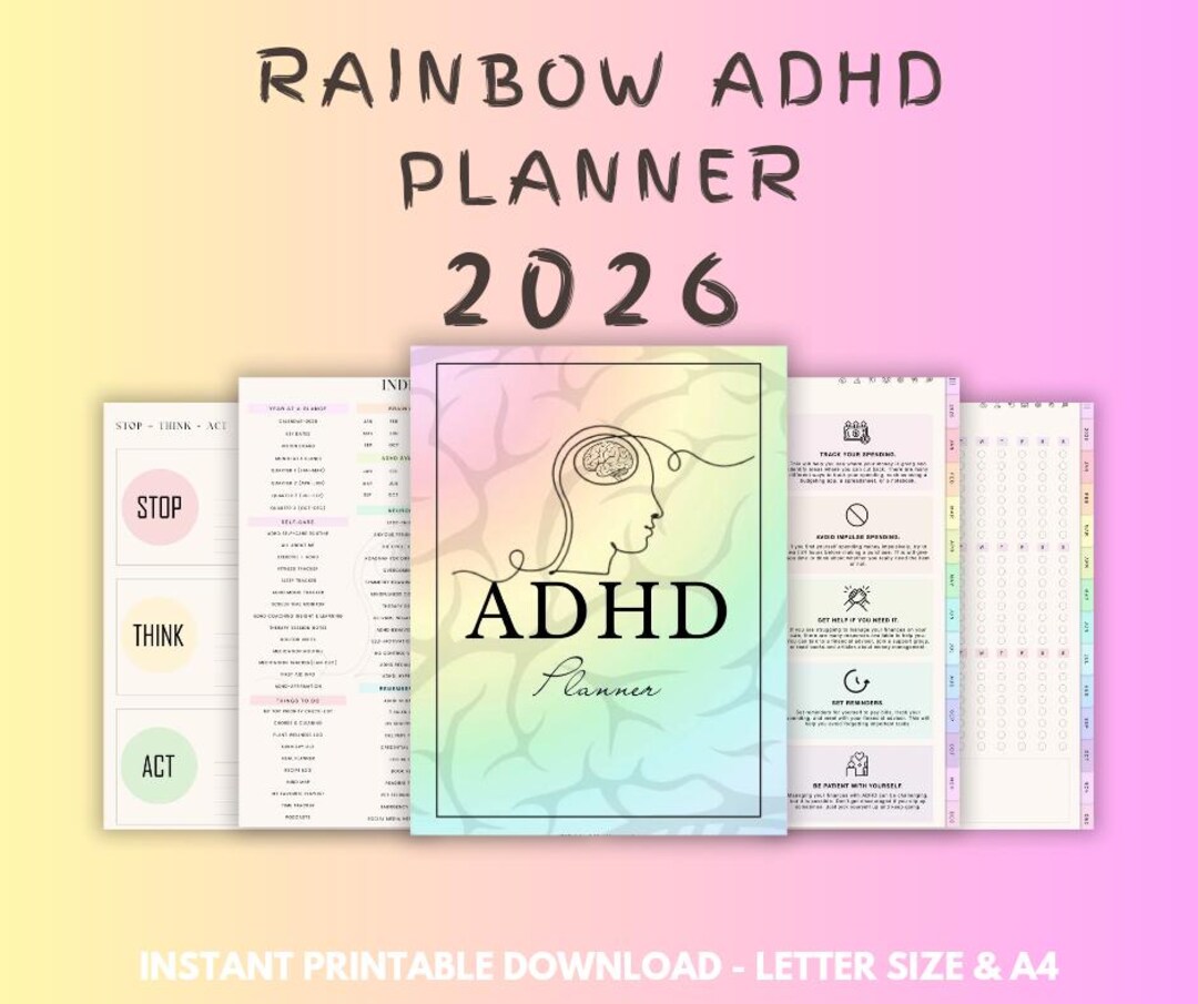 ADHD Rainbow Planner | Adult Teen Task Habit Tracker (digital Download ...