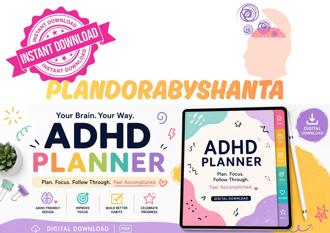 ADHD Life Planner | Daily Reset, Brain Dump & Executive Function ...