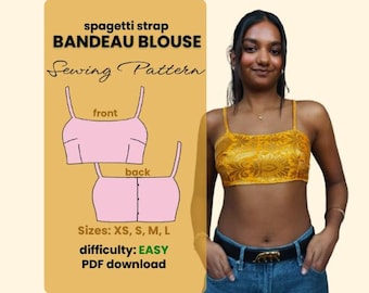 Patrón de costura para blusa / Descarga fácil en PDF (Tallas XS-L)