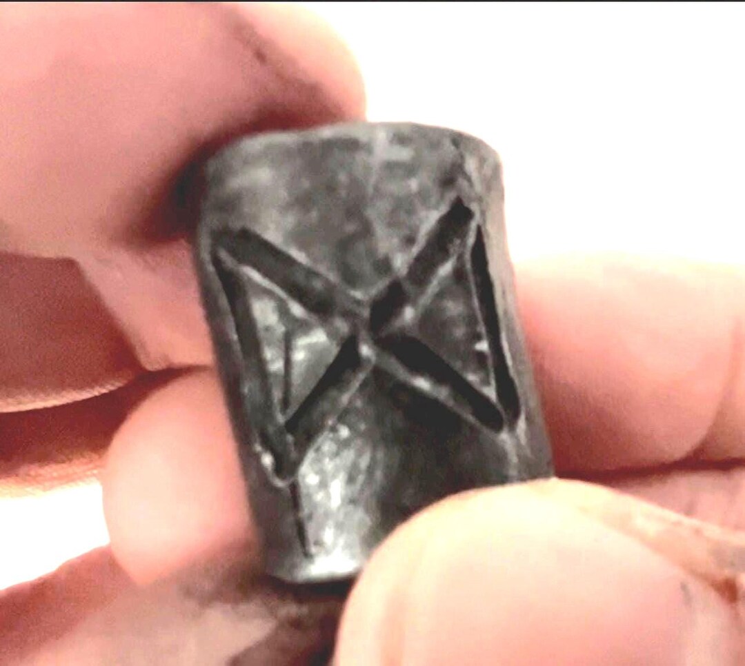 Dread Rune Handmade DAGAZ Rune Dread Bead Forged Steel Look Viking Hair Bead Large ...