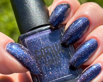 Nobody, Not Even the Rain-   Blue Iris Metallic with Suble Purple Shift and Holographic Sparkle Nail Polish
