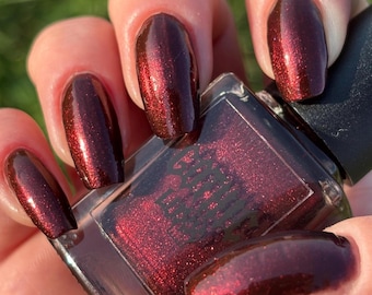 Invictus-  Deep Red Metallic With Red Microflakes Nail Polish