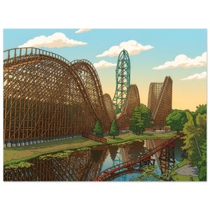 Six Flaggen großes Abenteuer Poster - El Toro, Kingda Ka Achterbahn Kunst