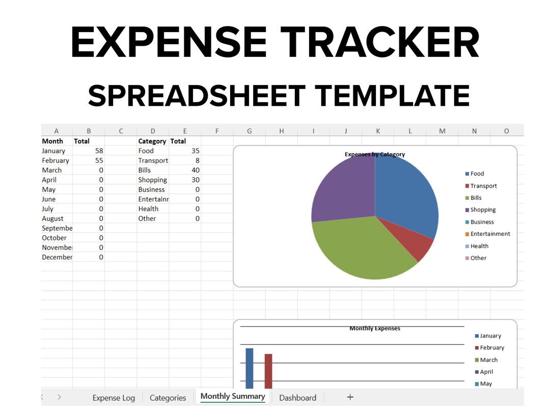 Small Business Expense Tracker Spreadsheet | Monthly Budget Template ...