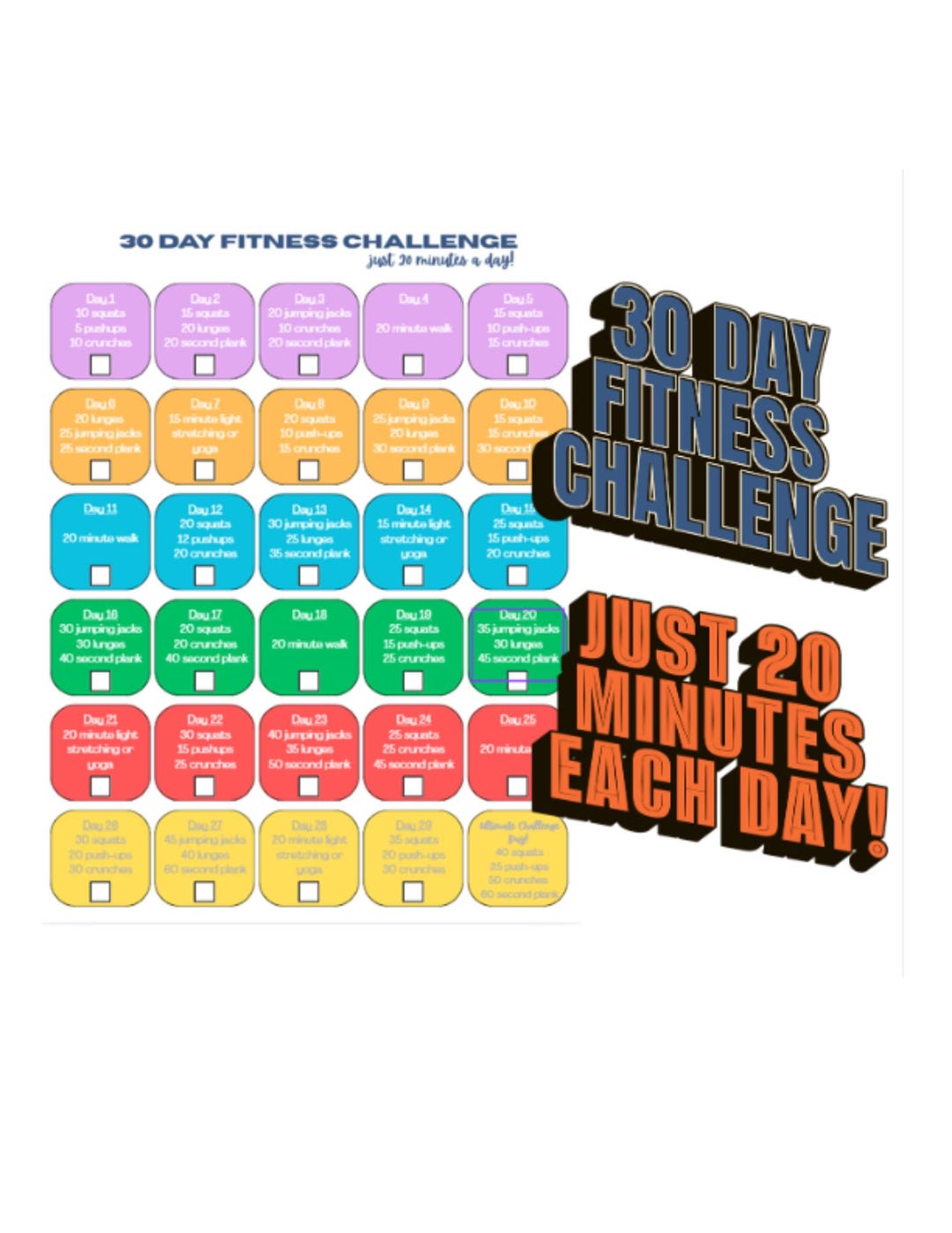 30 Day Fitness Challenge Tracker | Strength Consistency Workout Plan ...