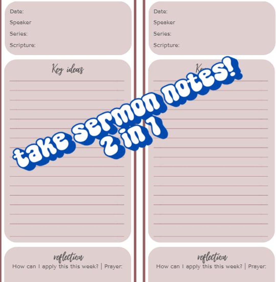 Sermon Notes Printable | Church Note-taking Page | Christian Planner ...
