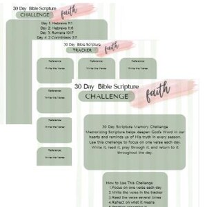 30 Day Faith Scripture Memory Challenge Printable (Digital Download)