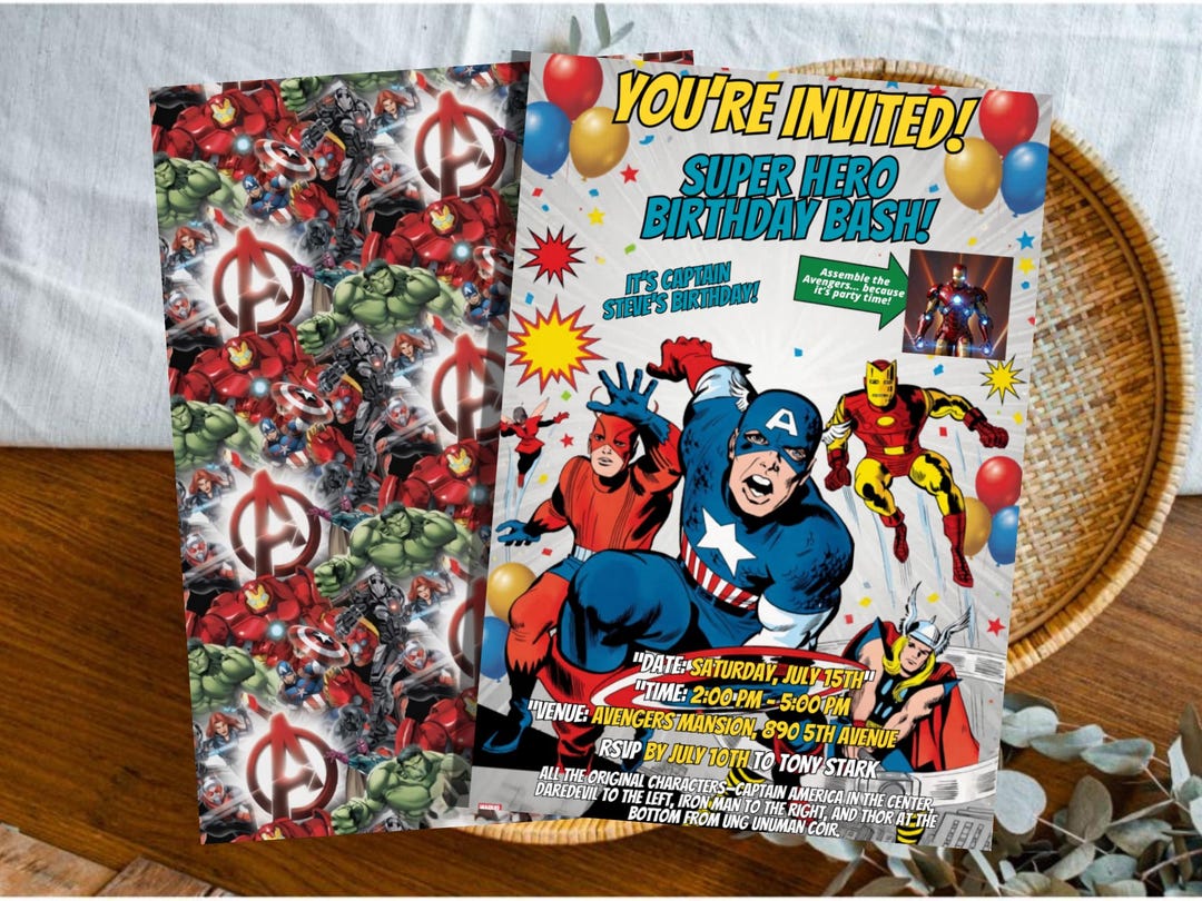 Superhero Comic Birthday Invitation, Editable Avengers Style Party ...