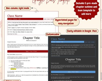 Mallpaket med hyperlänkade studieanteckningar från Fanfic | Föreläsningsanteckningar | Google Dokument | Ljus- och mörkläge | Digital anteckningsbok