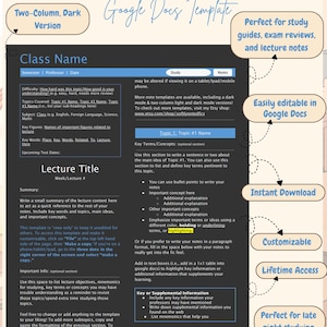 Fanfic Inspired Dark Mode Two-Column Notes Template | Google Docs Study Guide (Digital Download) | Lecture Notes Template | Aesthetic Notes