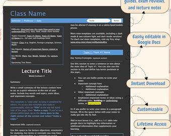 Fanfic Inspired Dark Mode Two-Column Notes Template | Google Docs Study Guide (Digital Download) | Lecture Notes Template | Aesthetic Notes