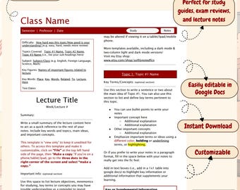 Fanfic Inspired Light Notes Template | Two Column Study Notes Template | Lecture Notes Template | Digital Notes | Google Docs Template