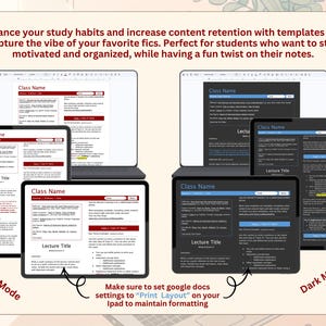 Fanfic Inspired Study Notes Template Pack | Lecture Notes | Google Docs | Light & Dark Mode | 1- and 2-Column Layout image 6