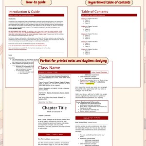 Peut inclure: Un mod&egrave;le d'&eacute;tude num&eacute;rique en mode clair comprenant une introduction et un guide, une table des mati&egrave;res hyperli&eacute;e et une page de notes de cours. La mise en page inclut des sections pour le nom du cours, le semestre, le professeur et les termes cl&eacute;s.