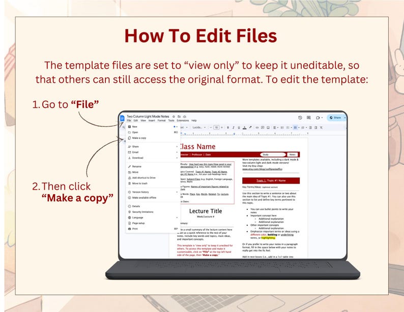 Fanfic Inspired Dark Mode Two-column Notes Template | Google Docs Study ...