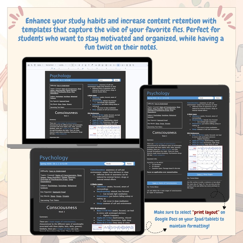 Fanfic Inspired Dark Mode Two-column Notes Template | Google Docs Study ...