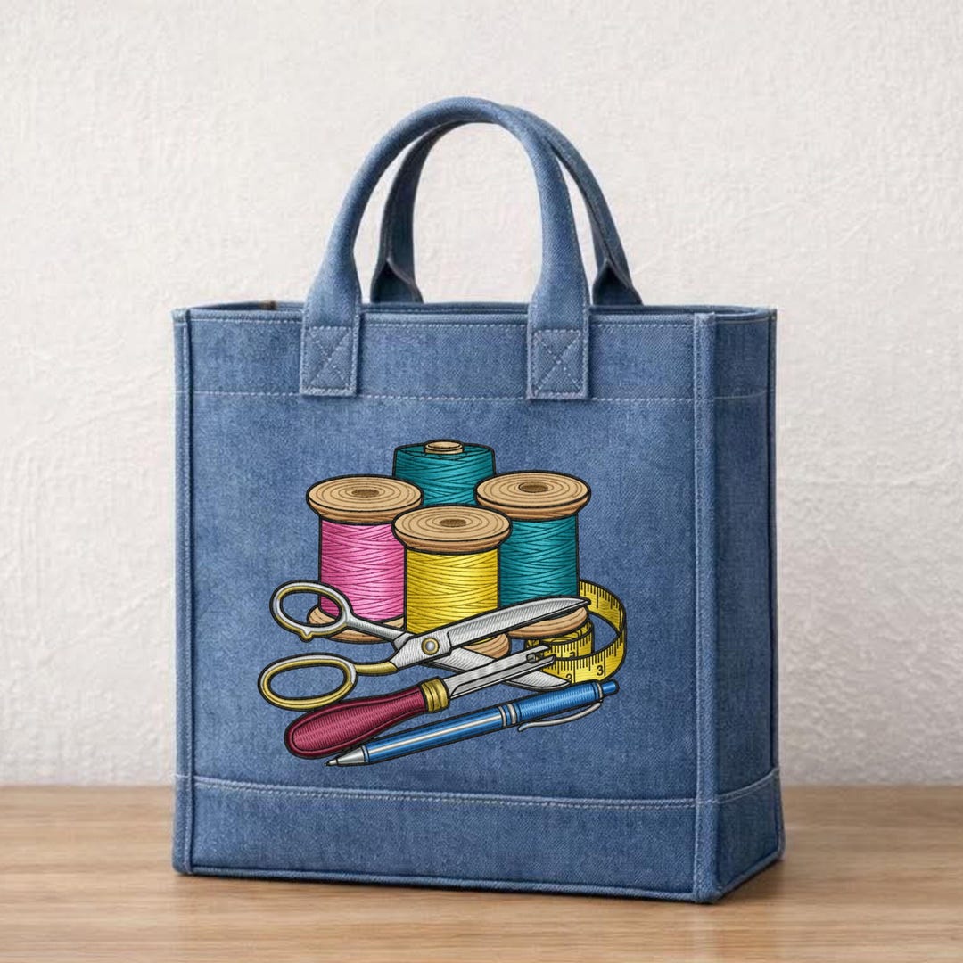 Sewing Machine Embroidery Design: Thread Spools, Scissors, Tape Measure ...