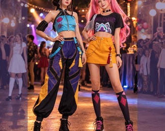 KPop Cosplay Set with Wig Costume Anime Idol Outfit Kids and Women
