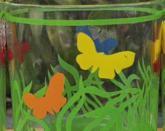 Vintage Butterfly Stotter dubbele ouderwetse acryl plastic glazen, barbenodigdheden, set van 6