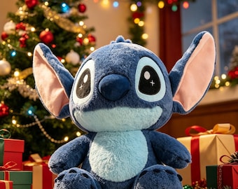 Sparkle Eye Blue Alien Plush, Soft Starry Stitch Stuffed Animal, Kawaii Space Creature Toy, Holiday Gift for Kids