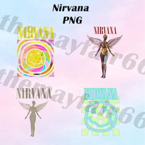 Nirvana PNG Bundle, Nirvana Png Files, Vintage Grunge Band PNG, 90s Nirvana Art for T-Shirt Design, PNG for Sublimation & Printing