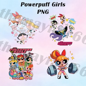 Powerpuff Girls PNG Bundle, Powerpuff Girls Cartoon PNG, Cute Cartoon Design, Retro Cartoon Art for T-Shirt, Instant Download