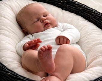 19 inch reborn-babypop, levensecht slapend pasgeboren jongetje, body van zachte stof vinyl