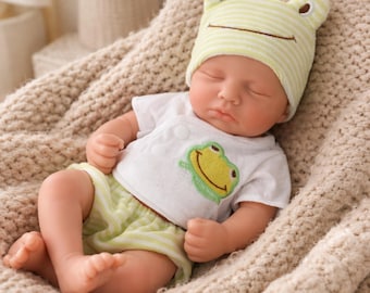 Muñeca bebé reborn realista de 30 cm, de silicona con tacto real, cuerpo suave y peluche.