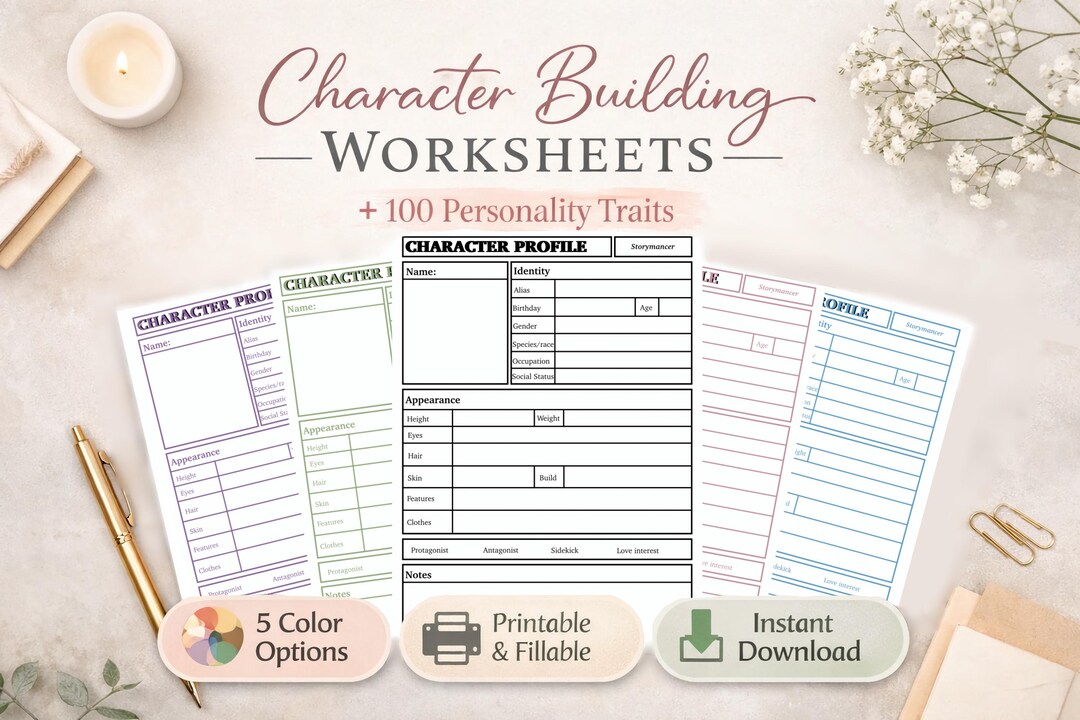 Character Profile Sheet: Digital and Printable Novel Planning Template ...