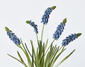 12.5" Faux Blue Muscari Bush Grape Hyacinth