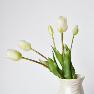 18" Faux Tulip Stem Bundle White Green