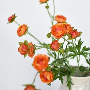 22&quot; Faux Mini Orange Ranunculus Stem