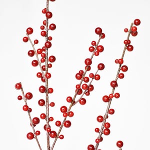 Waterproof Red Berry Winter Spray Faux Holiday Christmas Stem - 16