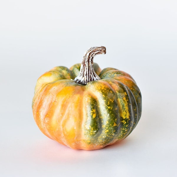 5" x 5.5" Faux Green/Orange Pumpkin