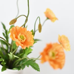15" Faux Orange Poppy Bush