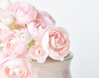 10" Faux Pale Pink Ranunculus Stem Bundle