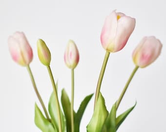 18" Faux Tulip Stem Bundle Blush Pink