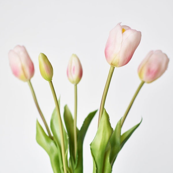 18" Faux Tulip Stem Bundle Blush Pink