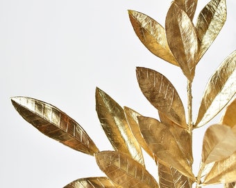 19" Gold Bay leaf Stem