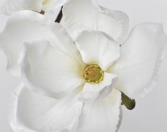 19" Faux Magnolia Stem White