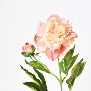 28" Faux Peach Peony Stem