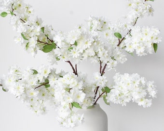 40" Faux Cherry Blossom Branch Stem Cream