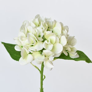 13" Faux Real Touch Green/White Hydrangea Stem