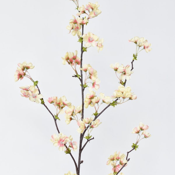 36" Faux Quince Blossom Apricot Cream Stem Flowering Branch