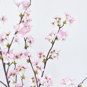 36 Faux Quince Blossom Pink Stem Flowering Branch image 1