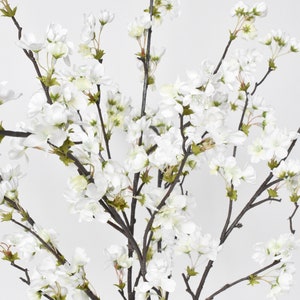 36&quot; Faux Quince Blossom Cream / White Stem Flowering Branch