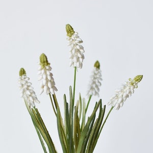 12.5&quot; Faux White Muscari Bush Grape Hyacinth